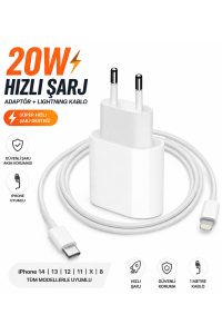20W Hızlı Şarj Adaptörü + Lightning Kablo Seti – Güvenli & Hızlı Şarj