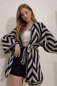 zigzag desen triko hırka