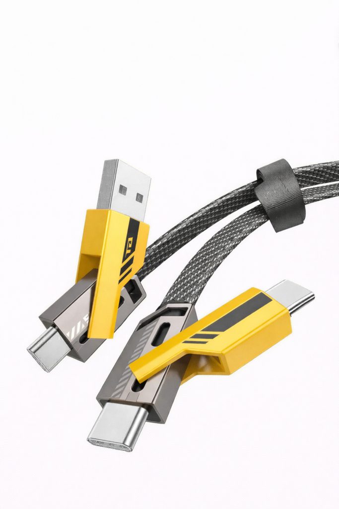 4 in 1 Hızlı Şarj Kablosu 120W Type-C / Lightning / Micro USB | Zinc Alaşım | Dayanıklı Örgü