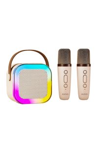 Mini Taşınabilir Rgb Karaoke Tek Mikrofonlu Bluetooth Kablosuz Hoparlör Radyo K12