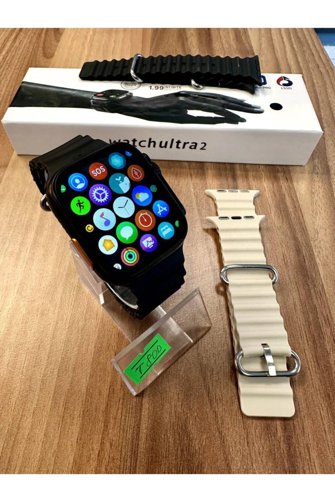 WATCH800  ULTRA +  AKILLI SAAT TÜM CİHAZLARLA UYUMLU 2 KORDON BLUETOOT TÜRKÇE MENÜ 2025 SÜRÜM SİYAH