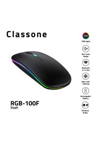 RGB-100F RGB Işıklı, Efektli, Silent-Sessiz,RF Kablosuz, Bluetooth Mouse – Siyah