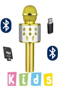 Karaoke Mikrofon Dahili Hoparlörlü Usb Flash Tf Kart Destekli Ses Değiştirme Efektli Çocuk Mikrofonu